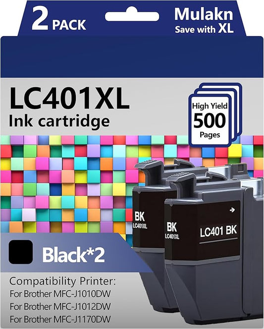 for Brother LC401XL LC406XL Ink Cartridges (2BK LC406XL Ink Cartridges)
