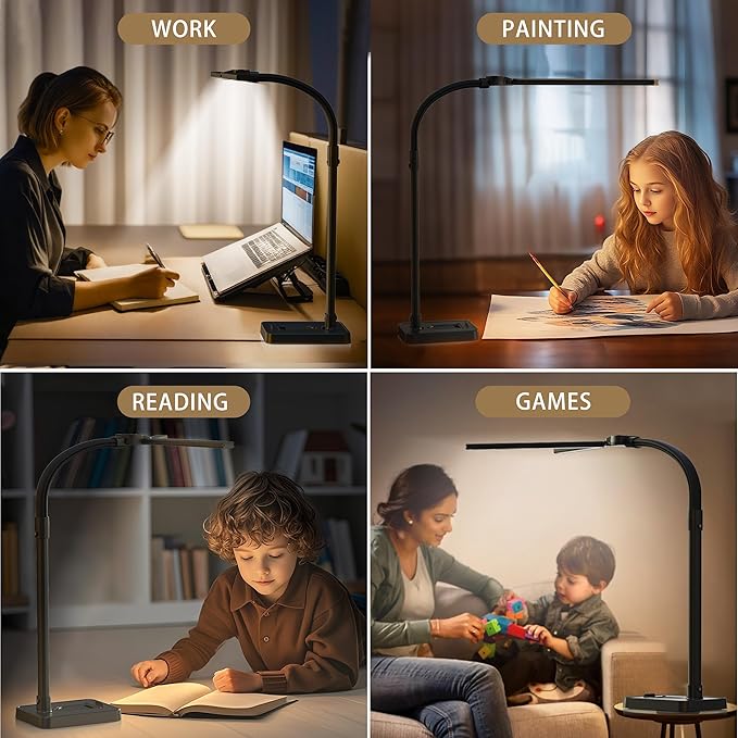Desk lamp，Led Desk Lamp for Office Home - Eye Caring Architect lamp, 24WDual Screen Computer Monitor Adjustable Smart Desk lamp, Suitable for Home/Office/Bedroom