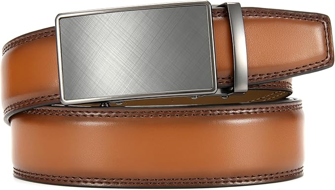 CHAOREN Mens Belt - Mens Ratchet Belt Leather 1 3/8" for Dress Pant - Micro Adjustable Belt Fit Everywhere