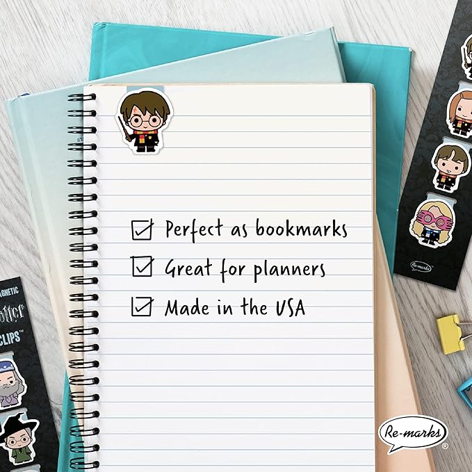 Re-marks Dinosaur and Unicorn Doodles Magnetic Page Clips, 2 Sets of 4 Page Clips, 8 Clips Total