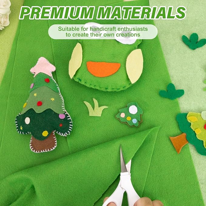 XSEINO 13 Rolls Green Felt Fabric,8"x35"(20.5x90cm) 1.4mm Thick Soft Felt Fabric Sheet for Crafts,Green Series Colors Soft Nonwoven Fabric,Fit for Decoration, Sewing, DIY Crafts