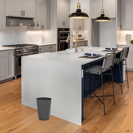 Mini Waste Basket - Durable Small Plastic Garbage Trash Can Bin - Lidless Open-Top Rectangular Slim Profile for Compact Spaces - Suitable for Home, Bathroom, Office, Bedroom, Kitchen and More (2-Pack, Grey)