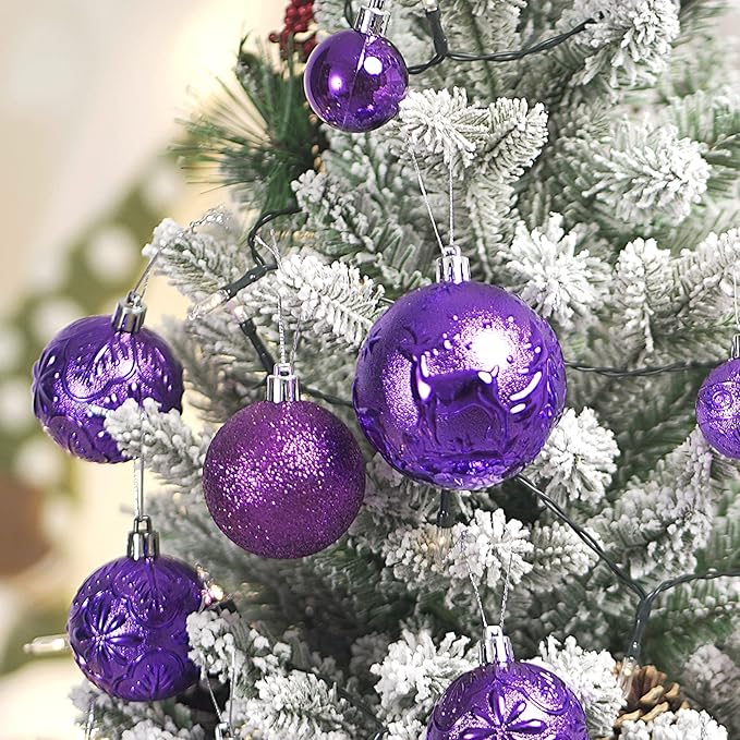 Christmas Ornaments for Xmas Trees,Purple Shatterproof Christmas Ball Ornaments