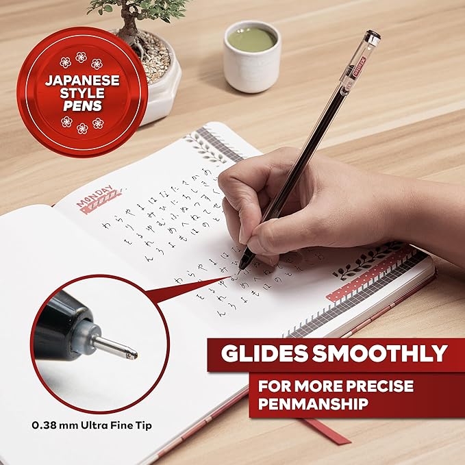 XFasten 0.38mm Gel Pens 72-Pack Japanese-Style Extra-Fine Black Gel Ink Ballpoint, Smooth Ink Flow, Smudge-Free, Quick-Drying, No Smear for Journaling, Note-Taking, Office, and School