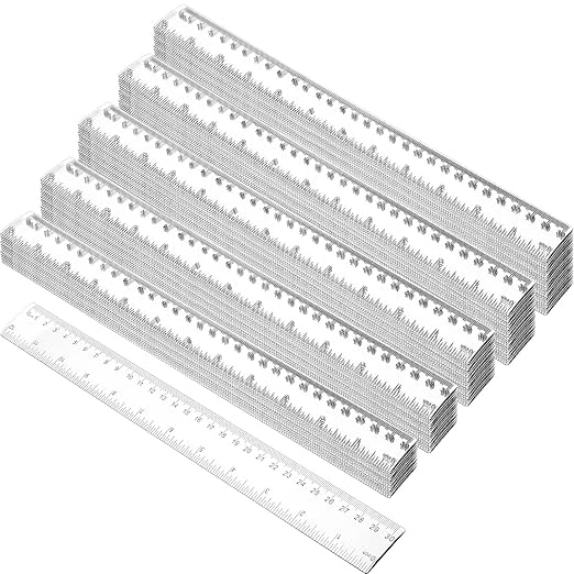 Zonon 200 Pieces 12 Inch Ruler Bulk Clear Plastic Flexible Straight Metric Rulers with Centimeters and Inches Drafting Measuring Tool for Classroom School Students Education