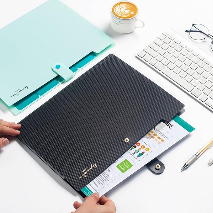 Sooez School Supplies File Folder, Letter Size Accordion File Organizer, Expanding File Folder for Document, Portable Paper Organizer for Office-Green