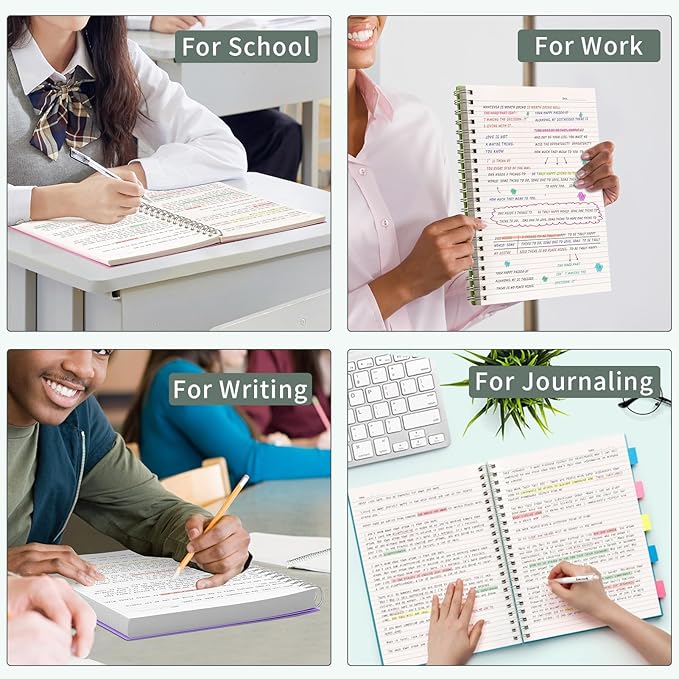 AHGXG Spiral Notebook College Ruled - Large Spiral Notebook 8.5" x 11", 300 Pages Writing Journal for Work, 100GSM Thick Paper, Plastic Hardcover A4 Notebook for School Supplies Women Men, Green