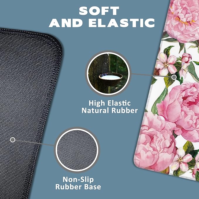 Large Mouse Pad Peony Flowers and Sakura Extended Gaming Mouse Pad Desk Mat Stitched Edges Mousepad Non-Slip Rubber Base Keyboard Pad for Laptop Computer PC 35.4 x 15.7 inches