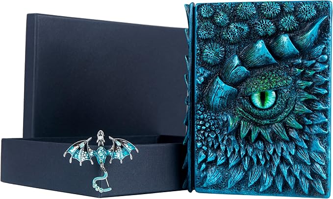 3D Dragon Eye Embossed Journal,Resin Engraving Notebook,Dnd notebook for Dragon Lovers ，Blank Paper,Hardcover Travel Notepad for Writing,Sketchbook,Collection,Gift,Decoration A4 and A5 Size (A5-Blue