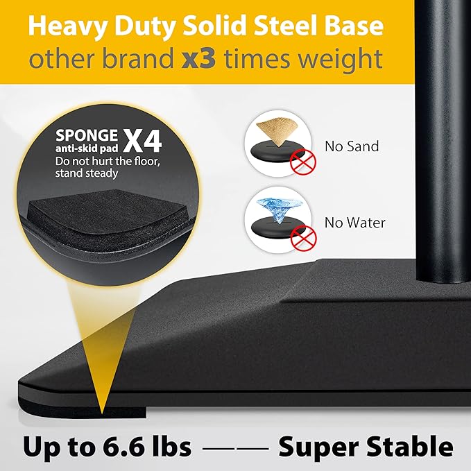 8.5"x11" Pedestal Poster Holder Stand with Heavy Duty Solid Steel Base, Adjustable Floor Standing Sign Holder for Vertical and Horizontal View, Super Stable Display, Black