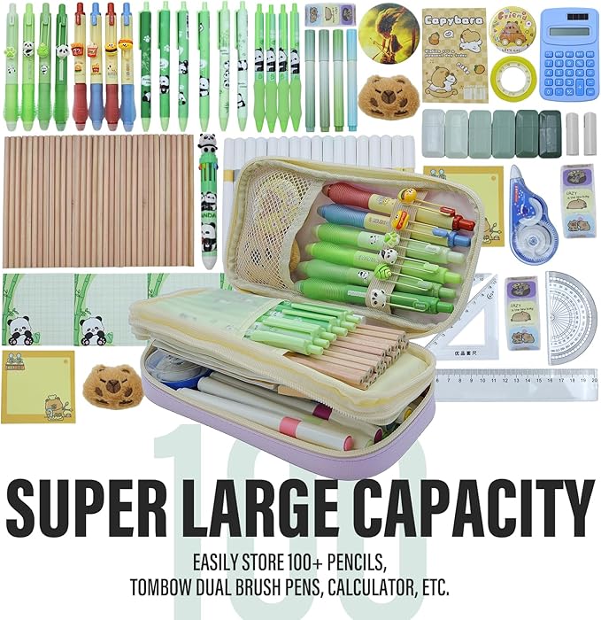 Large Capacity Pencil Case - Durable Zipper Aesthetic Pen Pouch, Big Storage Organizer for School, Office & Travel - Waterproof & Multi-Use (Purple)