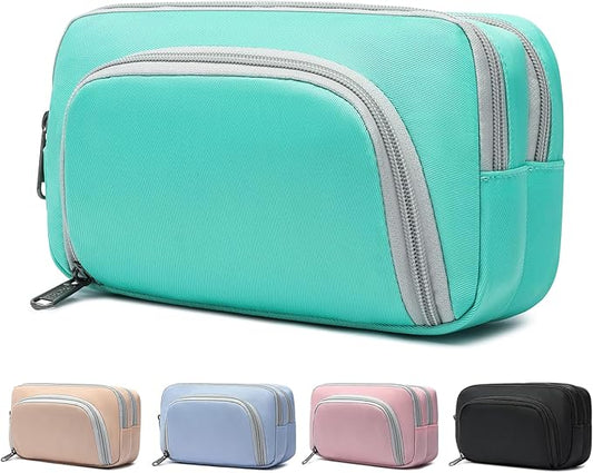 XQXA Pencil Pouch Large Capacity Pencil Case Organizer, Multifunctional Pencil Pouch with 3 Compartmens, Big pencil bags with zipper Office Travel Men Women (01-Mint Green)