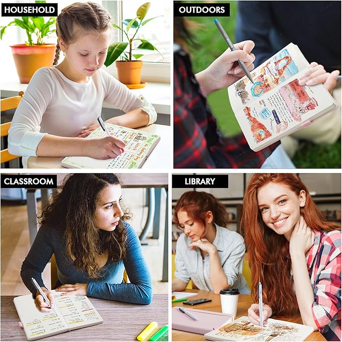 Dotted Journal Kit, Feela Dot Grid Journal Hardcover Planner Notebook Set For Beginners Women Girls Note Taking with Journaling Supplies Stencils Stickers Pens Accessories, A5, 224 Pages, Yellow