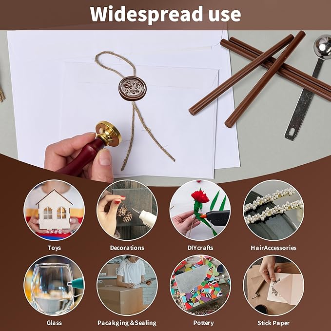 MATUFF Brown hot Glue Sticks Full Size 0.43” Dia x 8” Long, 20 pcs Hot melt Adhesive Glue Sticks, All-Purpose Colored Glue Gun Sticks for DIY Brown Crafting Arts and Home Decoration Repair Bonding