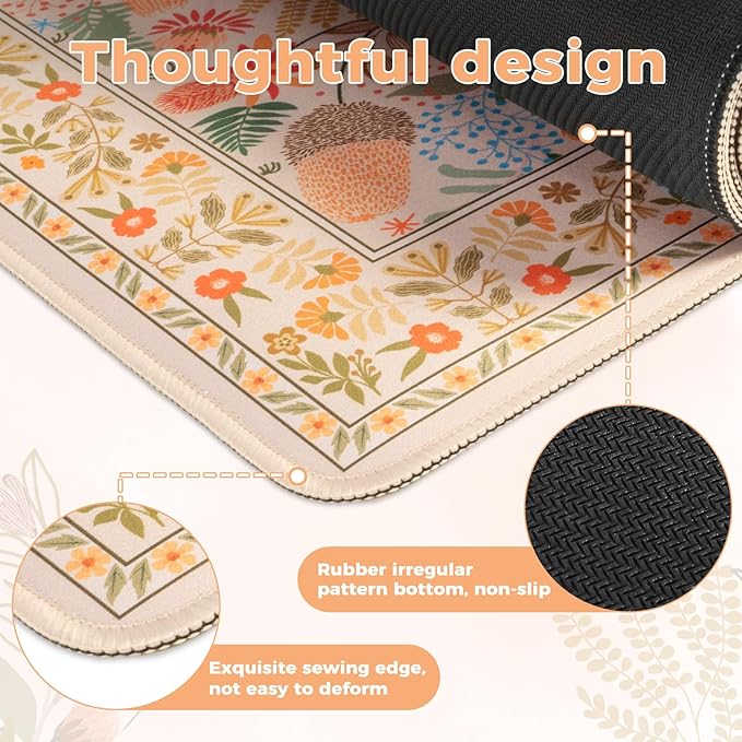 iCasso Desk Mouse Pad Extra Large,Office Desktop Mat for Women,Non Slip Computer Pad Pad with Stitched Edges,Large Keyboard mat,Cute Desk Cover Mat Work from Home School