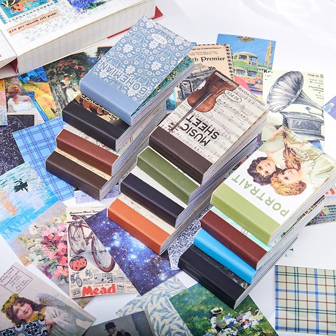 12 Sets 600 Sheets Washi Stickers for Journaling, Map Nature Celestial Portrait Boho Stickers Vintage Aesthetic Scrapbook Sticker Set for Bullet Journal Art Diary Card Craft Gifts Planner Notebook