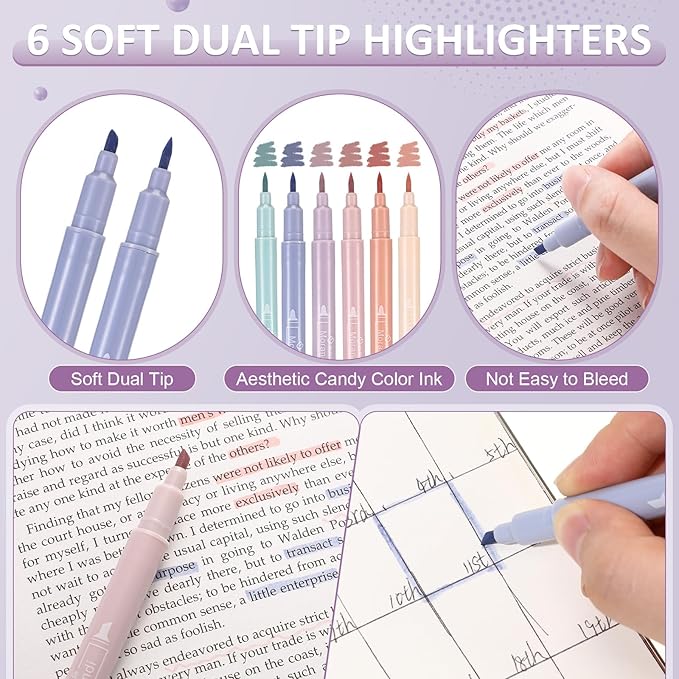 Janlaugh 38 Pcs Aesthetic College School Supplies with Pen Case Sticky Notes Gel Pens Highlighters Correction Tapes Back to School Stationery Kit(Candy Color,Cute)