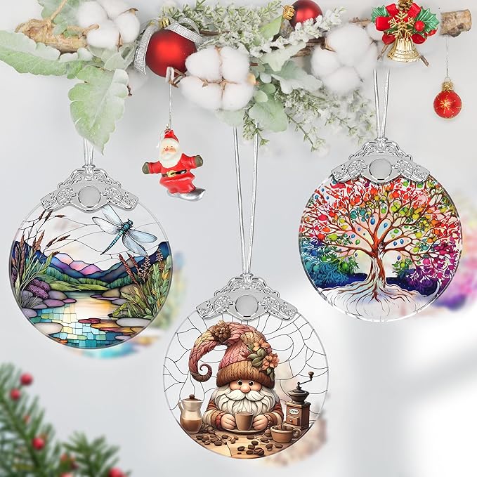Gnome Stained Glass Ornament, Christmas Tree Decorations, Holiday Presents, Gift Exchange Ideas