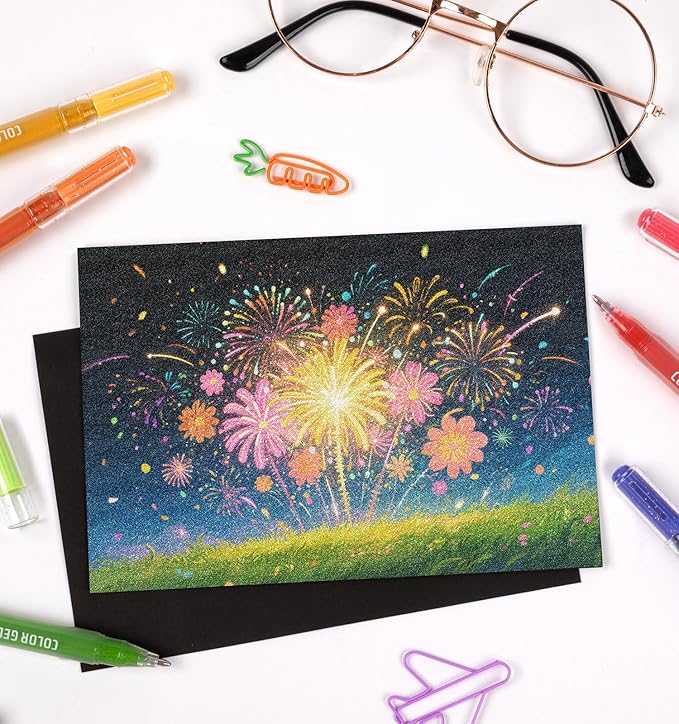 Glitter Gel Pens, 6 Pack Colored Pens for Black Paper & White Paper, 1.0mm Point Pens, Large Capacity Ink Pens for Coloring, Writing, Drawing, Journaling, Note Taking, School, Office, Home