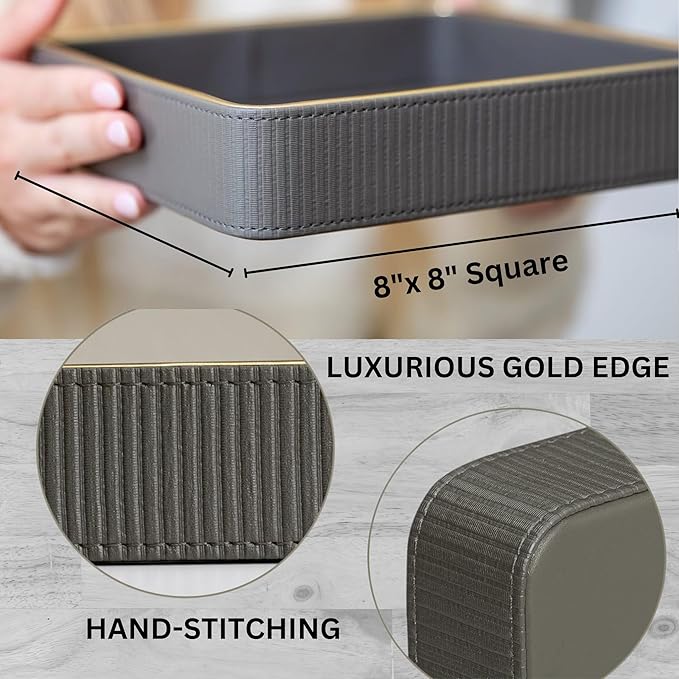 Key Bowl for Entryway Table| Leather Catch All Bowl| Key Dish Bowl for Entryway Table| Key Basket EDC Tray| Key and Wallet Holder Key Holder Bowl| Bowl for Keys Entryway Table -Gray