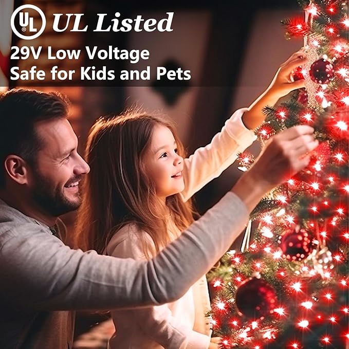 1500 LED Christmas Lights Outdoor with 12 Modes, 470FT Green Wire Christmas String Fairy Lights with Timer & Dimmable, Waterproof Twinkle Tree Lights for House Patio Party Wedding Xmas Decor, Red