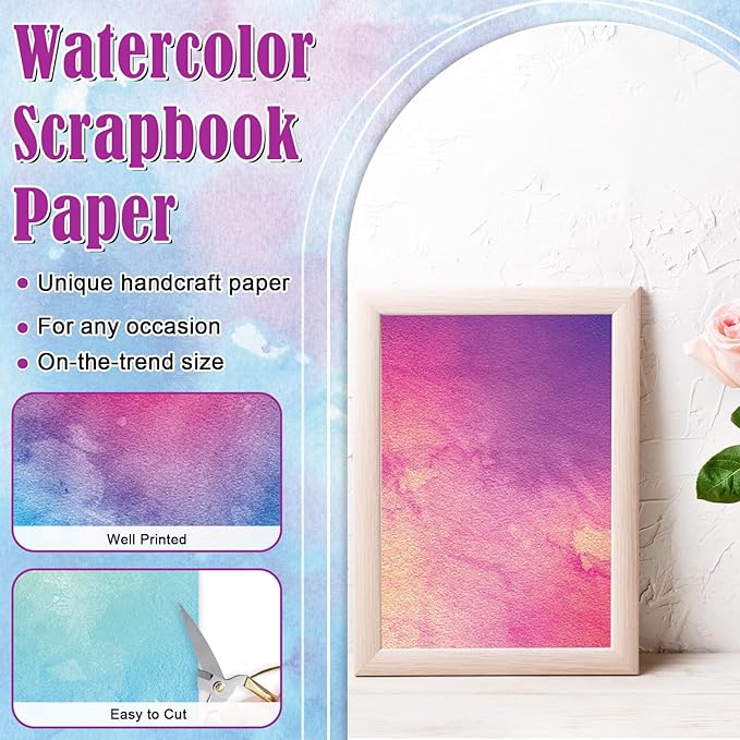 48 Sheets Scrapbook Paper 11x11, Watercolor Pattern Decorative Scrapbook Paper for Journals DIY Cards and Photo Albums, Aesthetic Craft Supplies for Kids and Adults