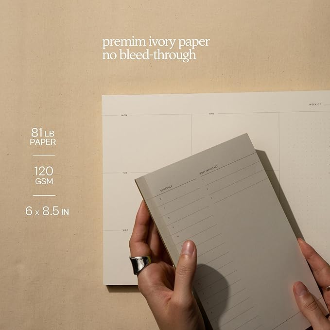 Daily and Weekly To-Do List Notepad – Desk Pad for Work and Study, Minimal, 8x6 Inches