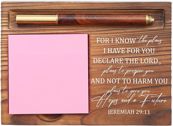 for I Know The Plans Sticky Note Holder, Christian Desk Organizer for Religious Social Worker Therapist Counselor Educators Gift for Office Self-Stick Note Pad Holders EDP103