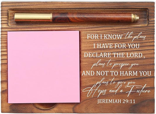 for I Know The Plans Sticky Note Holder, Christian Desk Organizer for Religious Social Worker Therapist Counselor Educators Gift for Office Self-Stick Note Pad Holders EDP103