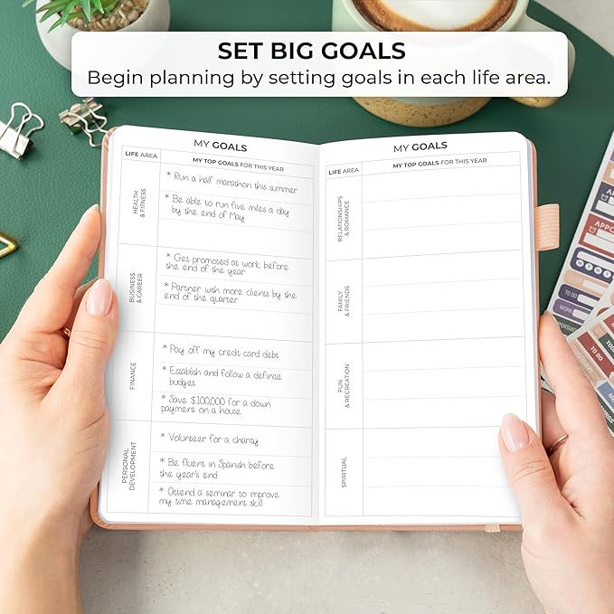Clever Fox Pocket Planner Weekly – Undated Monthly Goal Planner and Calendar, Mini Planner Perfect for Purse, 3.7x6.7" (Rose Gold)