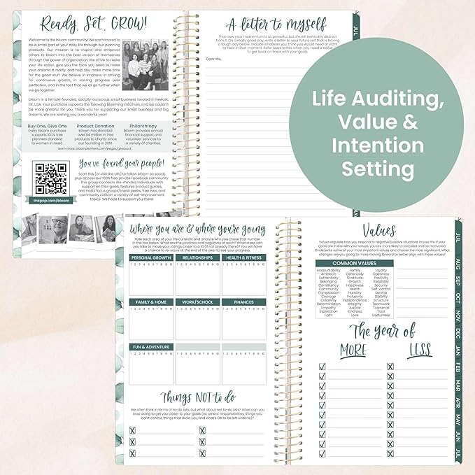 bloom daily planners 2025-2026 Academic Year Daily Planner (July 2025 - July 2026) - A5 Weekly & Monthly Calendar Agenda Organizer Book with Stickers - 5.5" x 8.25" - Boho Greenery