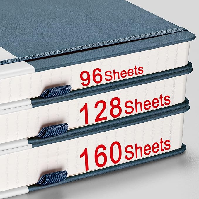 AHGXG Bullet Dotted Journal - 320 Numbered Pages Dot Grid Notebook A5 Thick Journal, 100gsm Thick Dotted Paper, Leather Hardcover,Inner Pocket, 5.75'' × 8.38'' - GrayBlue