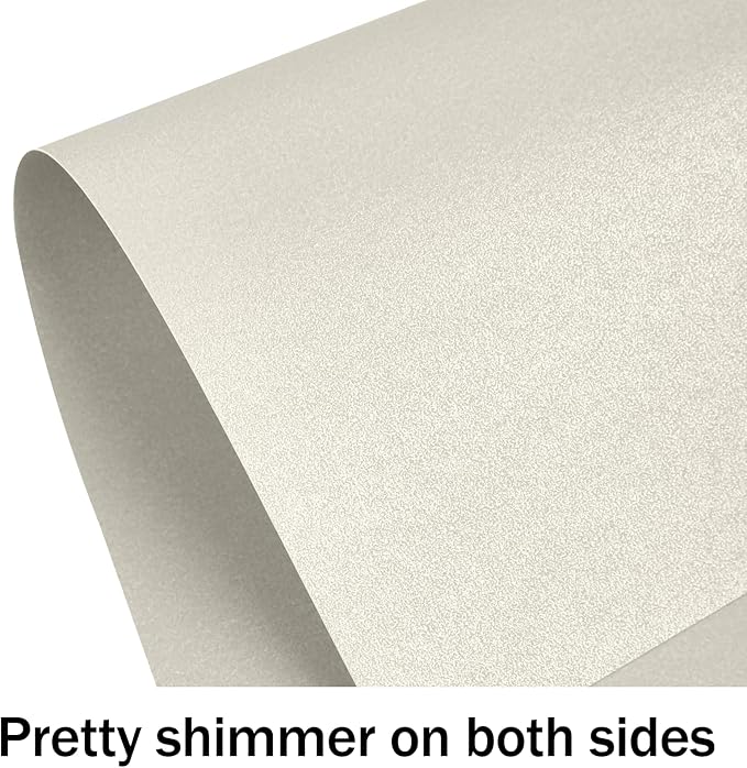 100 Sheets Silver Shimmer Cardstock 8.5 x 11 Metallic Paper, Goefun 80lb Card Stock Printer Paper for Invitations, Crafts, DIY Cards，Graduations