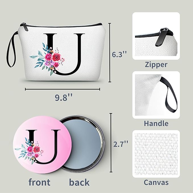 Woman Gifts - Personalized Makeup Bag With Mirror, Perfect for Moms, Sisters, or Young Women - Mothers Day Gift