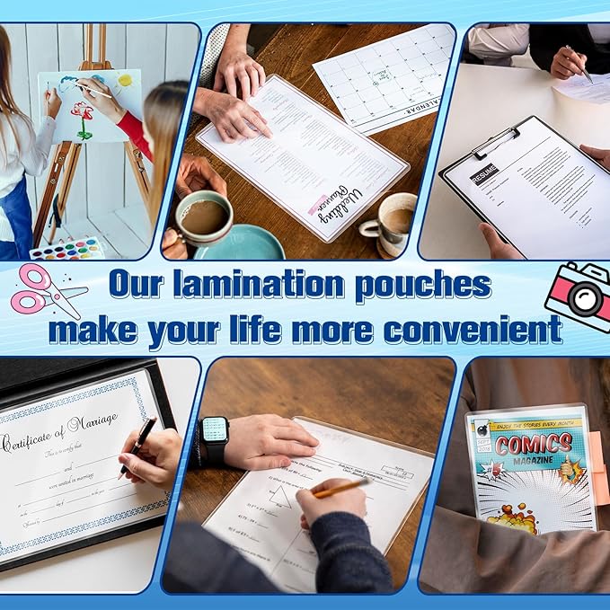 50 Pack 9x11.5inch 10mil Letter Size Laminating Sheets Thermal Laminating Pouches Laminator Sheets File Card Laminator Pouches 8.5x11inch for Work Permits Cards File Photos (50, 9"x11.5"-10mi)