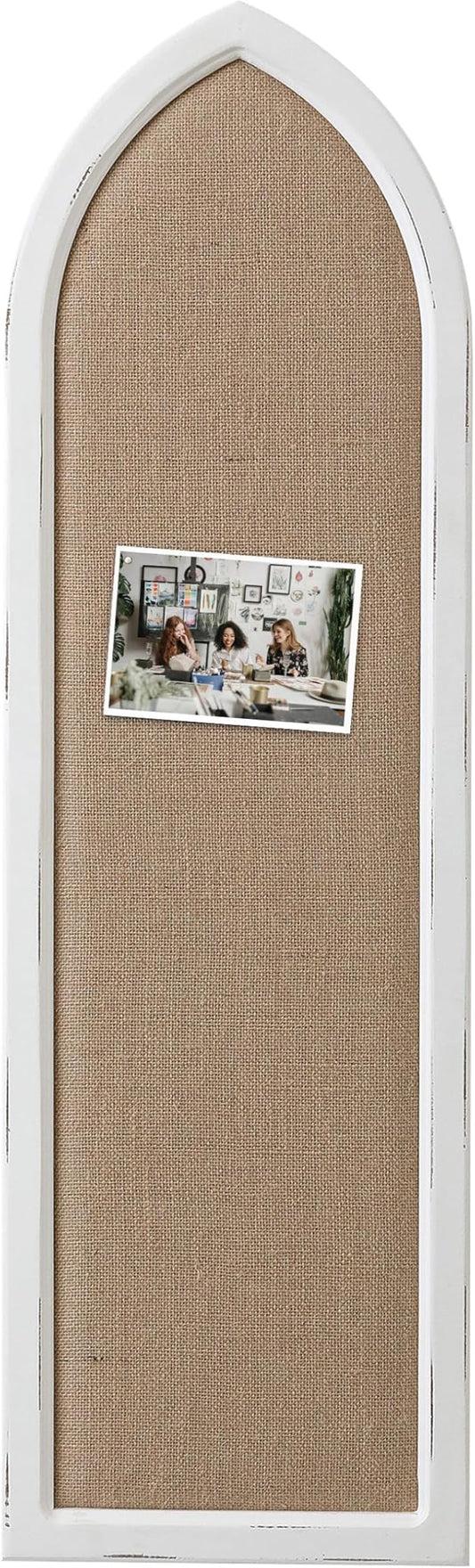 SOFE Arched Long Framed Bulletin Board for Wall, 39 × 12 Inches Fabric Pin Board, Decorative Rustic Dream Boards/Vision Boards, Message Picture Display Board/Wall Decor for Office Home