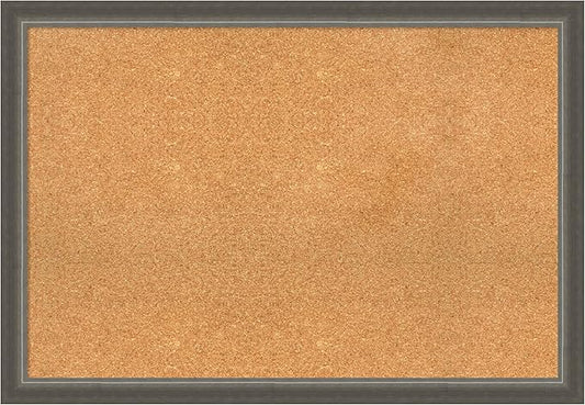 Amanti Art Natural Cork Board for Wall, 27x39 Vision Board with Silver Wood Frame, Large Corkboard Office Decor for Home Organization, Casual Corkboard Pinboard to Display Items for Home Organization