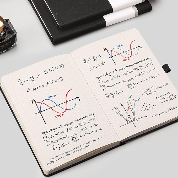 AHGXG Graph Paper Notebook 2 Pack - A5 Grid Paper Notebook/Journal Hardcover with 384 Pages, 120gsm Thick Graph Paper, Grid Paper for Math & Science Students 5.75'' × 8.38''