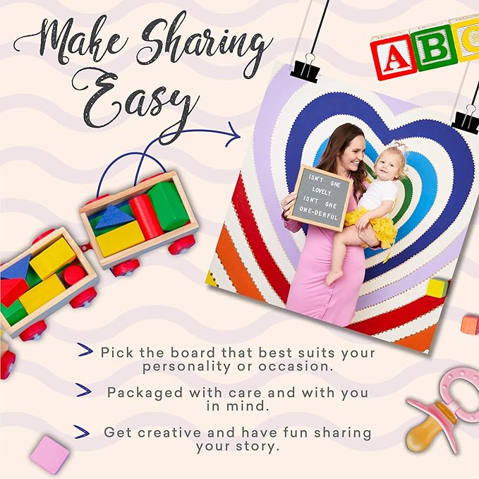 Felt Like Sharing Square Letter Board (Gray Felt - 10”x10”) – Changeable Message Board with 3 Sets of Felt Board Letters – Statement Wall Sign for Quotes, Home or Holiday Decor In Oak Frame