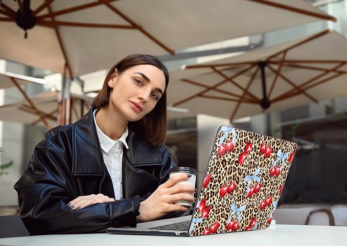 DONGKE Compatible with M4 MacBook Air 15 inch Case 2025-2023 A3241 A3114 A2941 M3 M2 Retina Display Touch ID, Plastic Hard Case & Keyboard Skin for MacBook Air 15" - Leopard Cherry