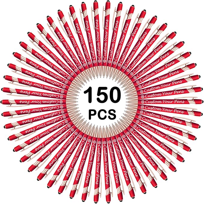 Amlion Personalized Custom Pens with Name Engraved Logo Text,150 Customized Writing Stylus Pen Promotional Item Gift for Men Women Office Business Wedding-Red