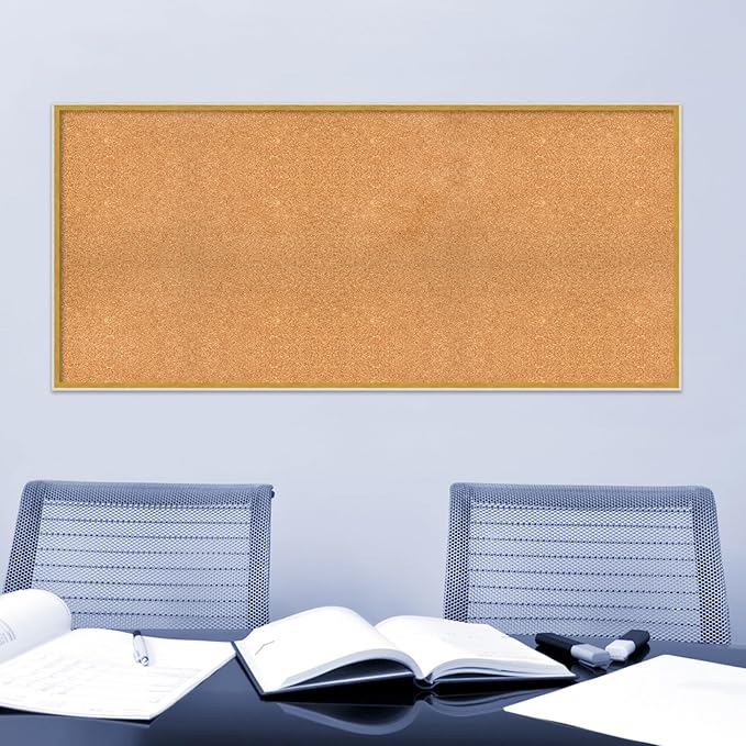 Amanti Art Natural Cork Board for Wall, 27x59 Vision Board with White Frame, Oversize Corkboard Office Decor for Home Organization, Modern Corkboard Pinboard to Display Items for Home Organization in