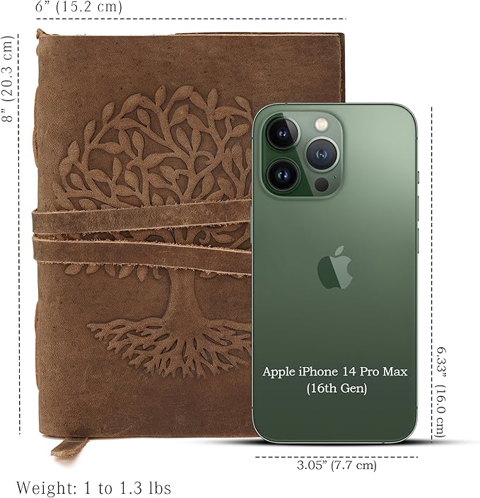 LUXEORIA Tree Of Life Leather Journal for Women and Men, Handcrafted Leather Journal for Writing Womens, Sketchbook, Travel Diary with Unlined Deckle Paper, Distressed Brown 6x8