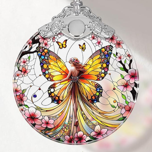 Butterfly Fairy Christmas Ornament - Stained Glass, Tree Decor, Gift Exchange Idea