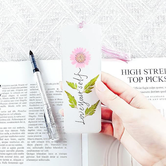 Bookmark Making Kit for Dried Flowers, 20 Pcs White Kraft Blank Book Marks for Pressed Flowers