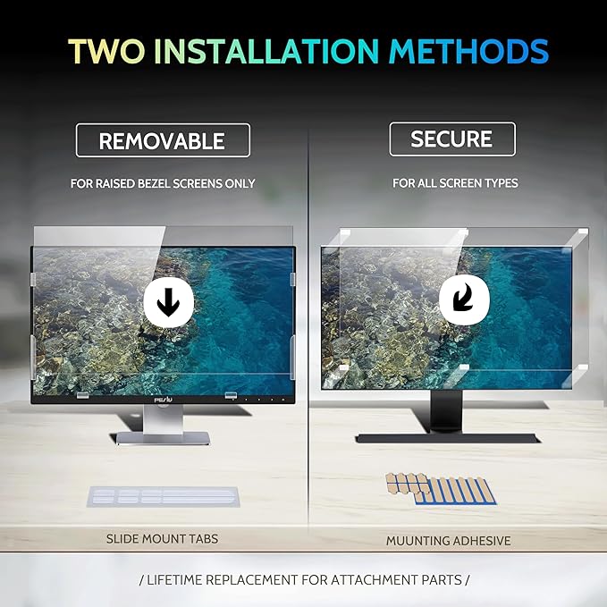 [2-Pack] 19 Inch Privacy Screen for Computer Monitor 5:4 Aspect Ratio, Eye Protection Anti Blue Light Glare Shield, 19inch Removable Black Blackout Anti Spy Desktop Security Private Filter