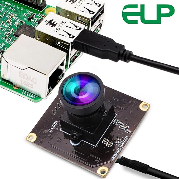 ELP Global Shutter USB Camera Module High Speed with Wide Angle Lens for Computer 1080P Mini UVC USB2.0 Webcam Board High Frame 90fps PC Camera for Laptop (100° no Distortion Lens)