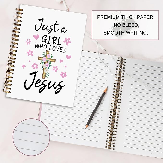 YOU FOUND ME Bible Notebook, A5 Spiral Christian Journal with Floral Pink Butterfly Notebook, Just a girl Who Loves Jesus, Inspirational Notebooks for Women, Bible Study, Gift for Birthday Christmas