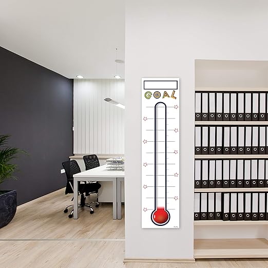 Goal Thermometer Chart Goal Tracker - 48"x12" Adhesive Dry Erase Fundraising Thermometer Sticker
