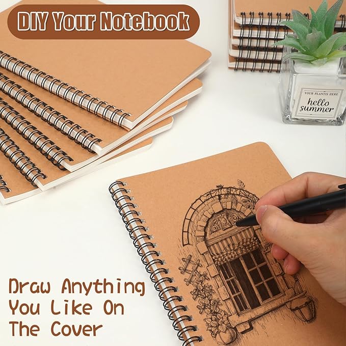 miikoul 150 Packs A5 Spiral Notebooks, 8.3"×5.5", 60 Sheets/120 Pages, Hardcover Lined Journal Notepad Travel Notebooks for Office and Back to School Supplies